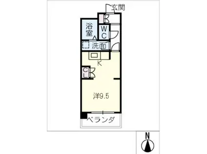 ライオンズマンション徳川208(ワンルーム/2階)の間取り写真