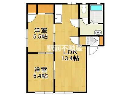 ウイングヒルズA(2LDK/1階)の間取り写真