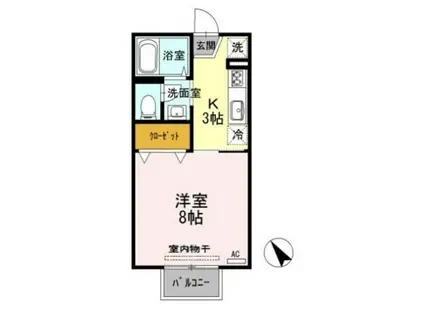 コーポジュネスB棟(1K/2階)の間取り写真