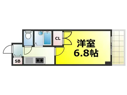 桜川ZENSHINBLD(1K/6階)の間取り写真