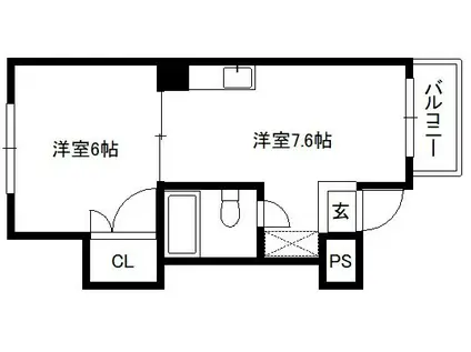 シモン北大路(1DK/2階)の間取り写真