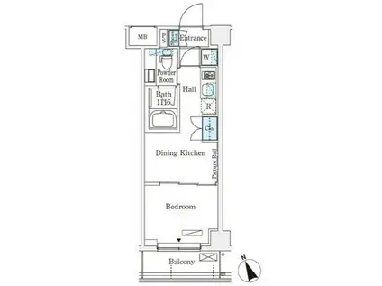 アリビオ学芸大学(1DK/2階)の間取り写真