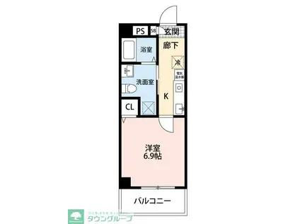 中台けやき苑(1K/4階)の間取り写真