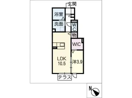 レインボーガーデン A棟(1LDK/1階)の間取り写真