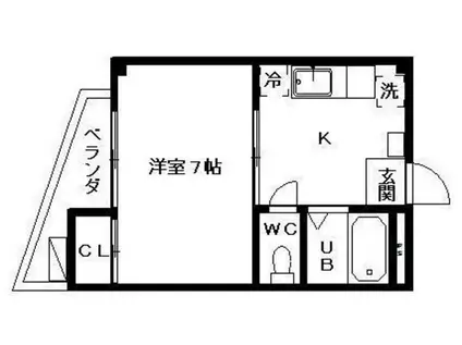 リバーサイドミナミ(1K/1階)の間取り写真