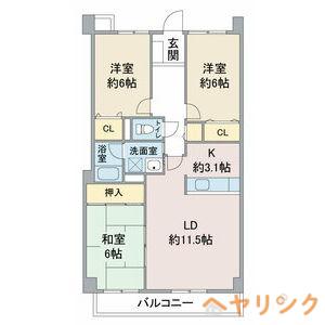 グランハート(3LDK/4階)の間取り写真