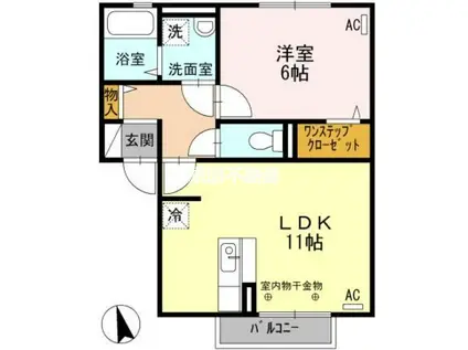 サンライズ御井(1LDK/2階)の間取り写真