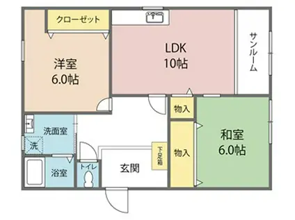 ヴァンベールC棟(2LDK/1階)の間取り写真