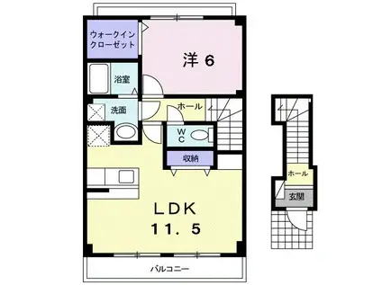 コスモスサンライトA(1LDK/2階)の間取り写真
