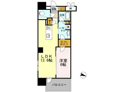 ロイヤルパークスERささしま イースト(1LDK/4階)の間取り写真