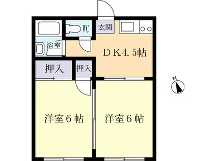 神立ハイツA(2DK/1階)の間取り写真