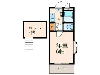 プライマリー大手町(1K/2階)の間取り写真