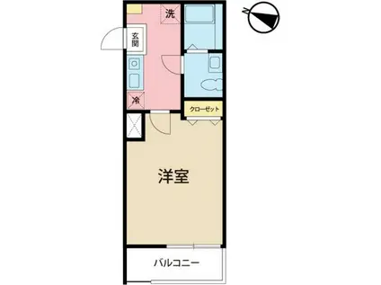 ピアージュ南(1K/2階)の間取り写真
