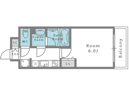 グランデ元町(1K/3階)の間取り写真