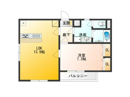 ファーム・ヴィラII(1LDK/2階)の間取り写真