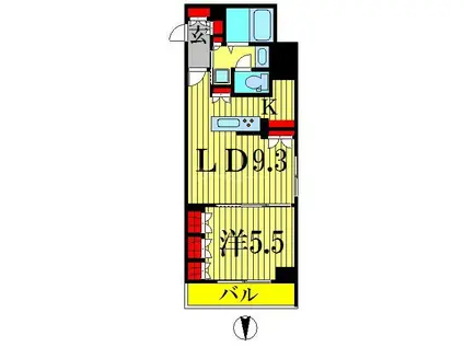 プライマル錦糸町(1LDK/4階)の間取り写真