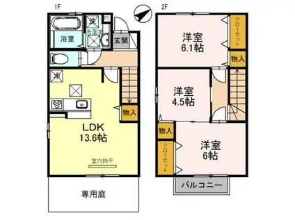 アネックス憩(3LDK/1階)の間取り写真