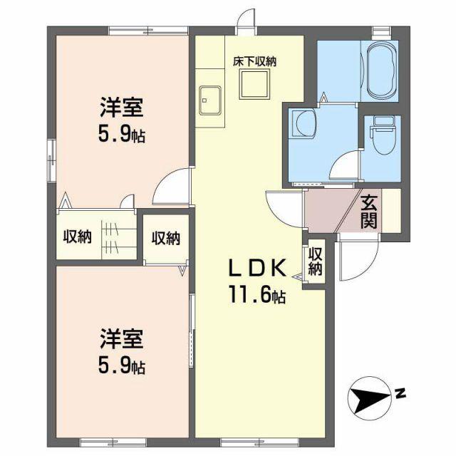 シャーメゾン エチュード B(2LDK/1階)の間取り写真