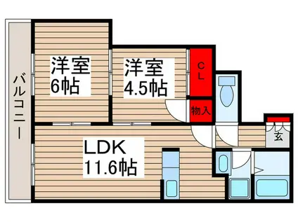 泉第六ビル(2LDK/4階)の間取り写真