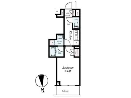プレール・ドゥーク中野南台(1K/1階)の間取り写真