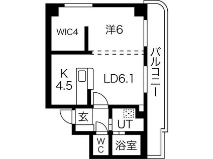 サンタの館医大前(1LDK/6階)の間取り写真