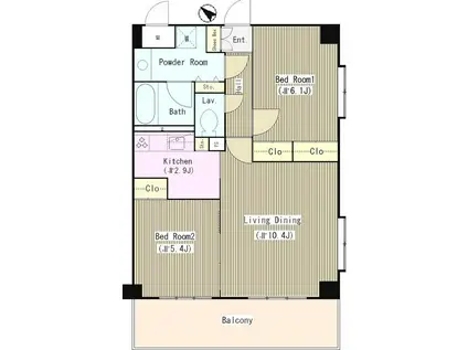 ベルフォーレ武蔵野(2LDK/3階)の間取り写真
