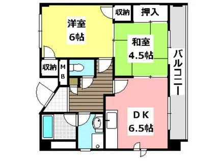 光栄ハイツ千里丘(2DK/1階)の間取り写真
