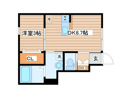 プレモリー長町南A棟(1DK/1階)の間取り写真