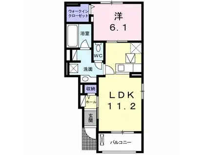 ベルハーモニーI(1LDK/1階)の間取り写真