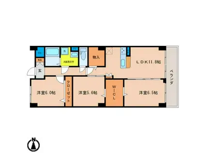 PLACIDES(3LDK/5階)の間取り写真