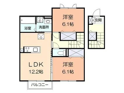 スプリーム西湘(2LDK/2階)の間取り写真