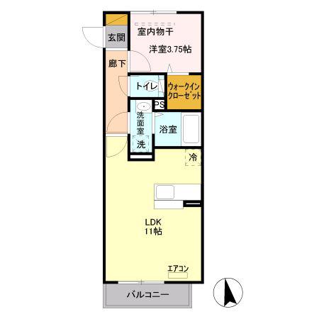 ジェイエスティ南浦和(1LDK/1階)の間取り写真