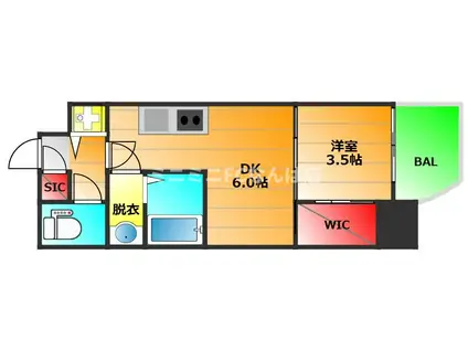 セレニテフラン谷町アリエ(1DK/5階)の間取り写真