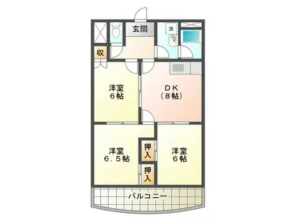 ラルーシア高茶屋(3DK/1階)の間取り写真