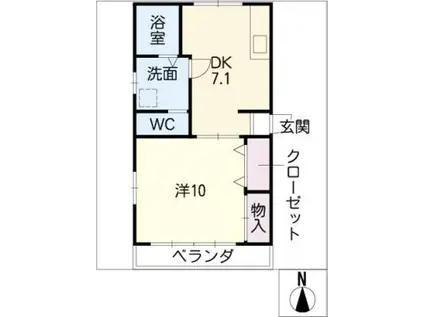 砂田橋5丁目(1DK/2階)の間取り写真