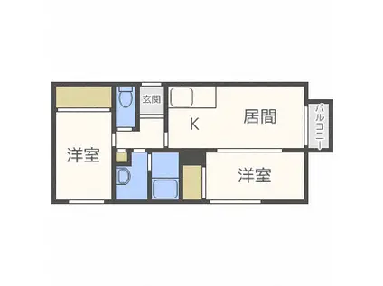 メゾンド桜(2DK/4階)の間取り写真