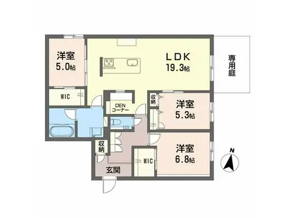 シャーメゾン光の森プレミアム(3LDK/1階)の間取り写真