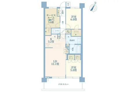 プロミライズ青葉台Cブロック(2SLDK/3階)の間取り写真