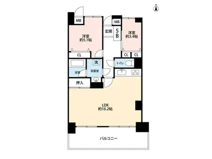 けやき通南参番館(2LDK/4階)の間取り写真