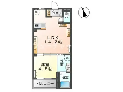 エミネンス・ハラ A(1LDK/2階)の間取り写真