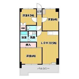 牧の原ハイツ(2LDK/3階)の間取り写真