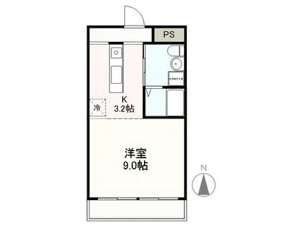 アイビート(1K/2階)の間取り写真