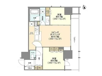 シティハウス西池袋(2LDK/2階)の間取り写真