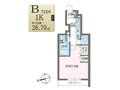 エルスタンザ東尾久(1K/1階)の間取り写真