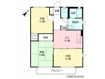 鹿児島県鹿児島市 2階建 築20年(3DK/1階)の間取り写真