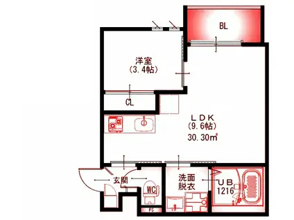 REGALEST鶴(1LDK/2階)の間取り写真
