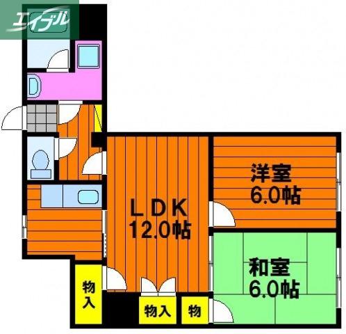 近藤セントラルビル(2LDK/3階)の間取り写真