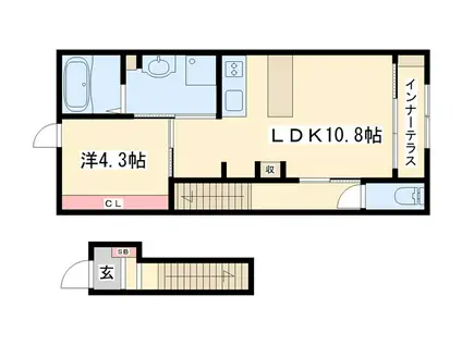 サンフェリーチェS(1LDK/2階)の間取り写真