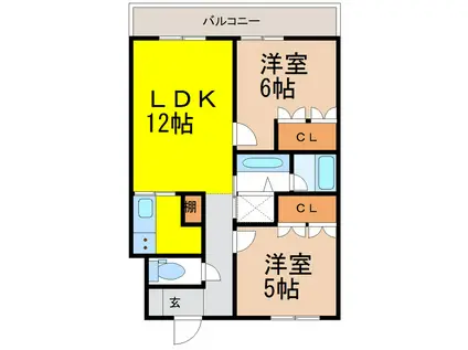 コンテッサトーレ(2LDK/2階)の間取り写真