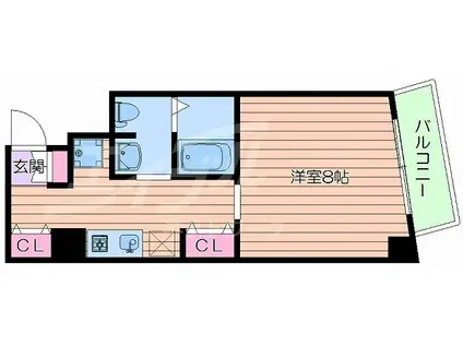 カステル・ルーク千里星ヶ丘(1K/3階)の間取り写真